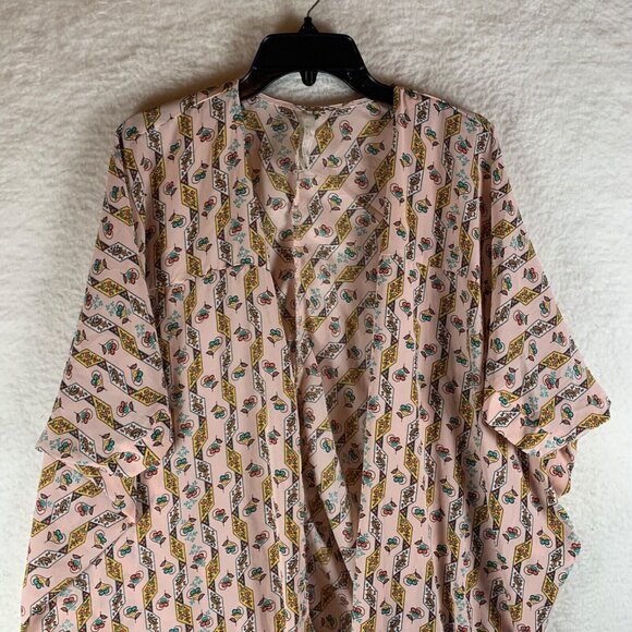 Melissa McCarthy Seven7 Women's Pink Floral Kimono Duster‎ Cardigan Size M 9169 - Picture 2 of 9